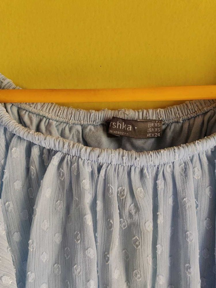Bershka Blue Off-Shoulder Top