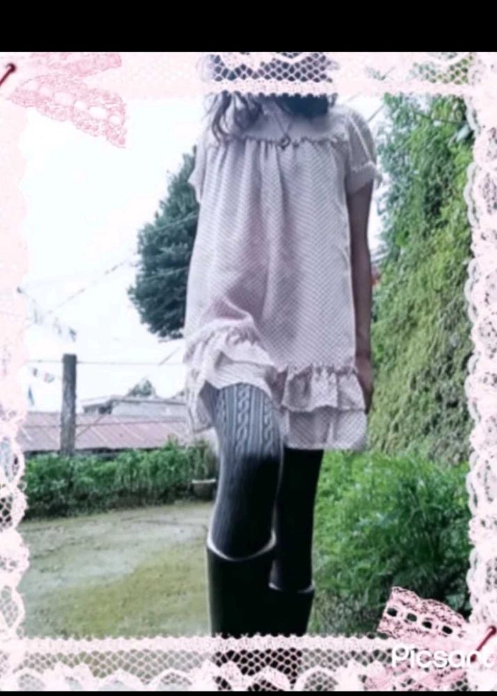 Baby Pink Polka Dot Gothic Dress