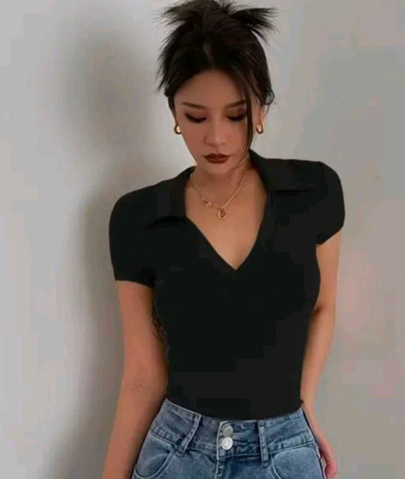 Chic Black Polo Top