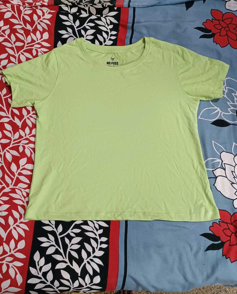 Pista Green Basic Crop Top