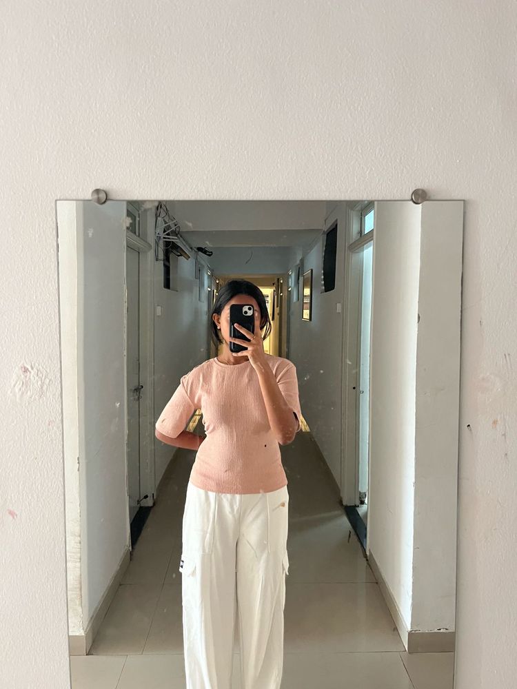 Peach Top with Half Sleeves