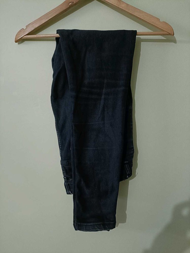 Black Faded Skinny Fit High-rise Jeans