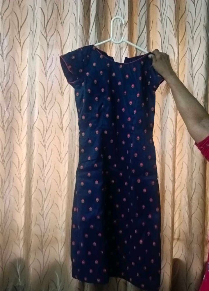 Stylish Navy Blue Printed Dress