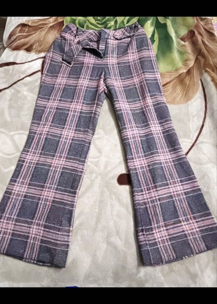 Plaid Flare Trousers