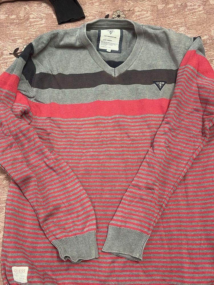 Guess Striped V-Neck Sweater