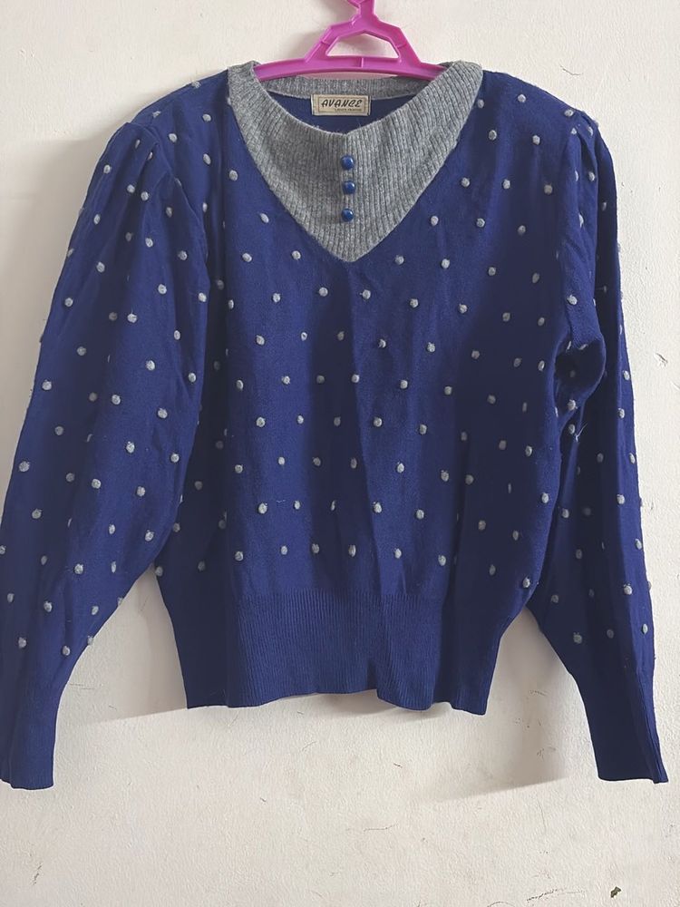 Vintage Polka Dot Knit Sweater