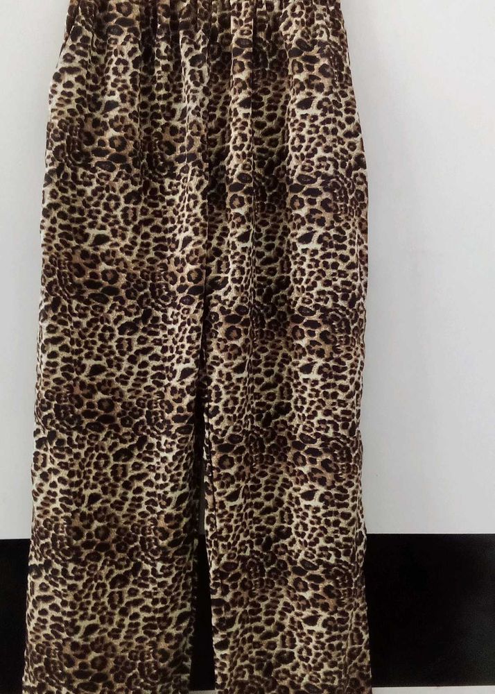 Leopard Print Wide Leg Pants
