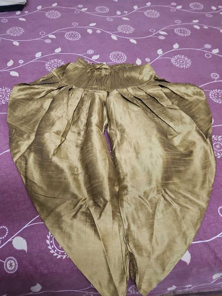 Golden Ethnic Dhoti Pants