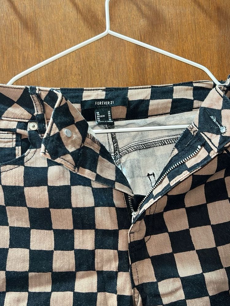 Forever 21 Checkered Jeans