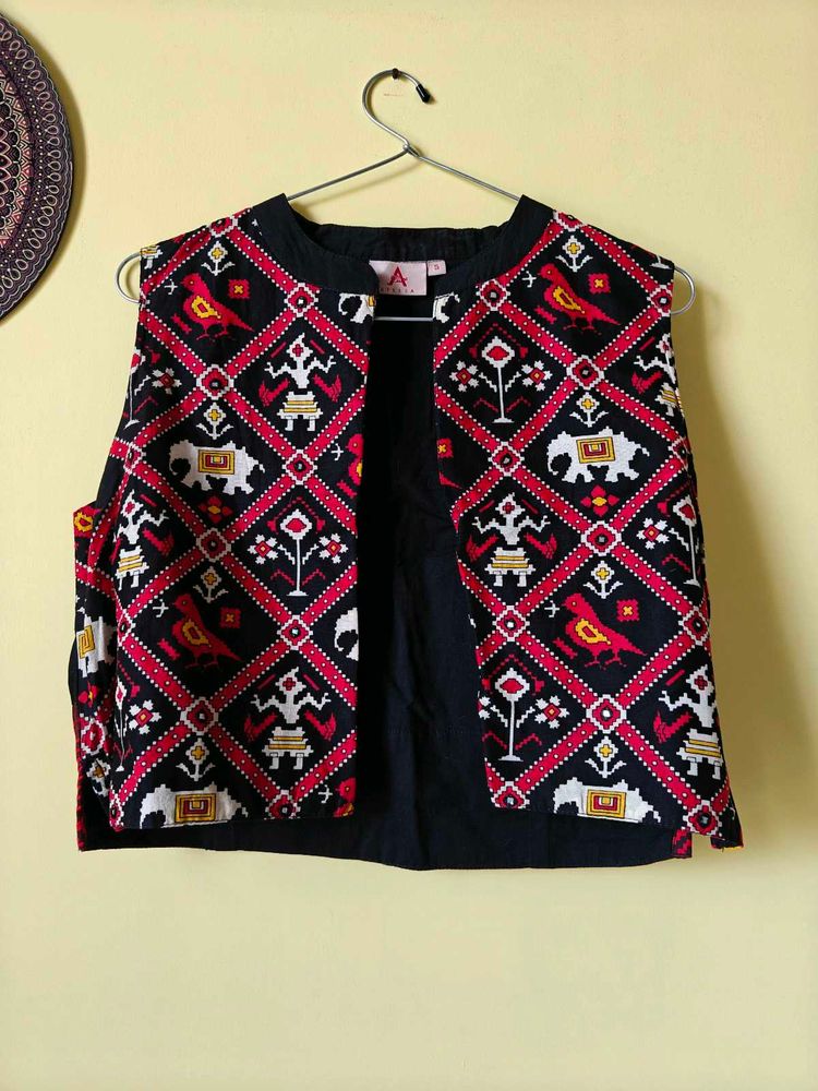 Desi Pixel Print Cotton Jacket