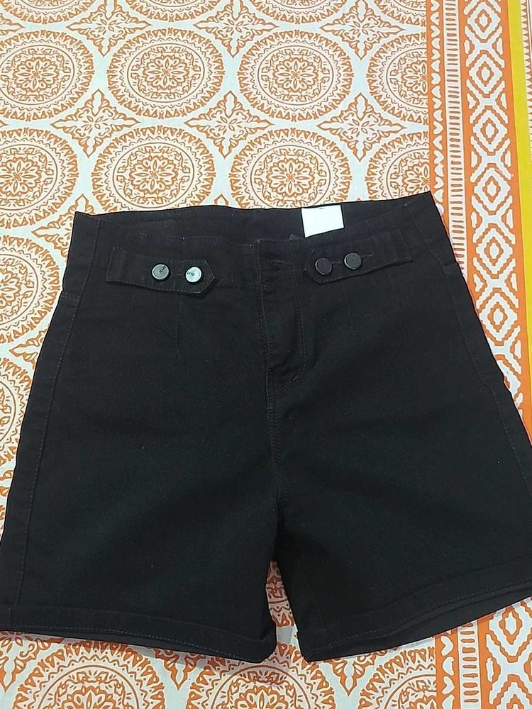Women Black Denim Shorts