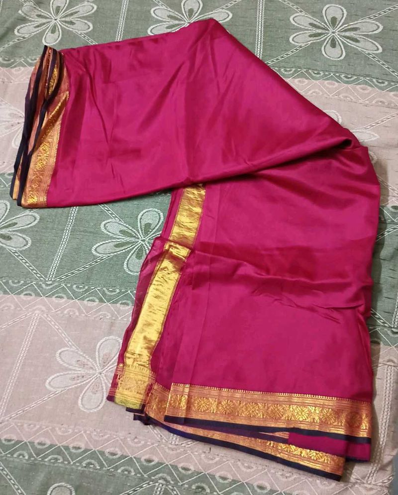 Soft Silk Pink Saree with Gold Border