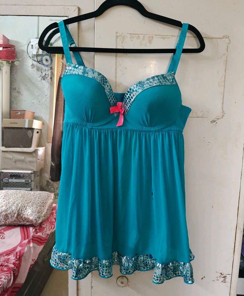 Teal Babydoll Lingerie Top