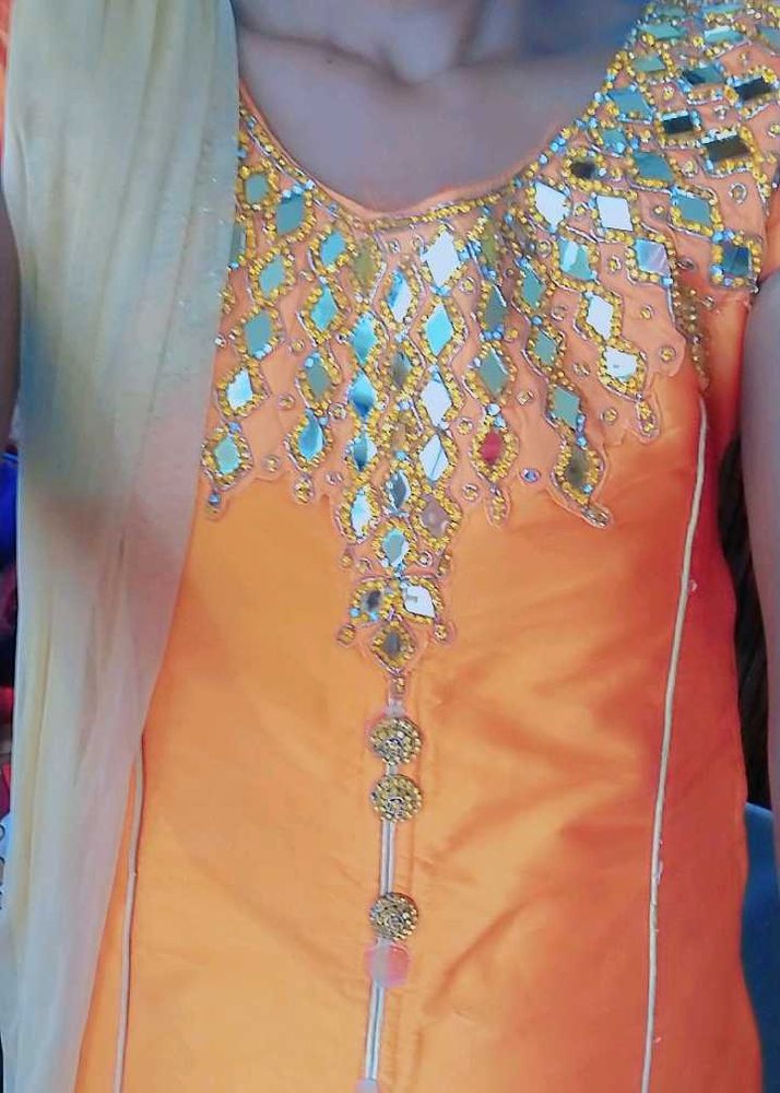 Orange Color Sharara Dress