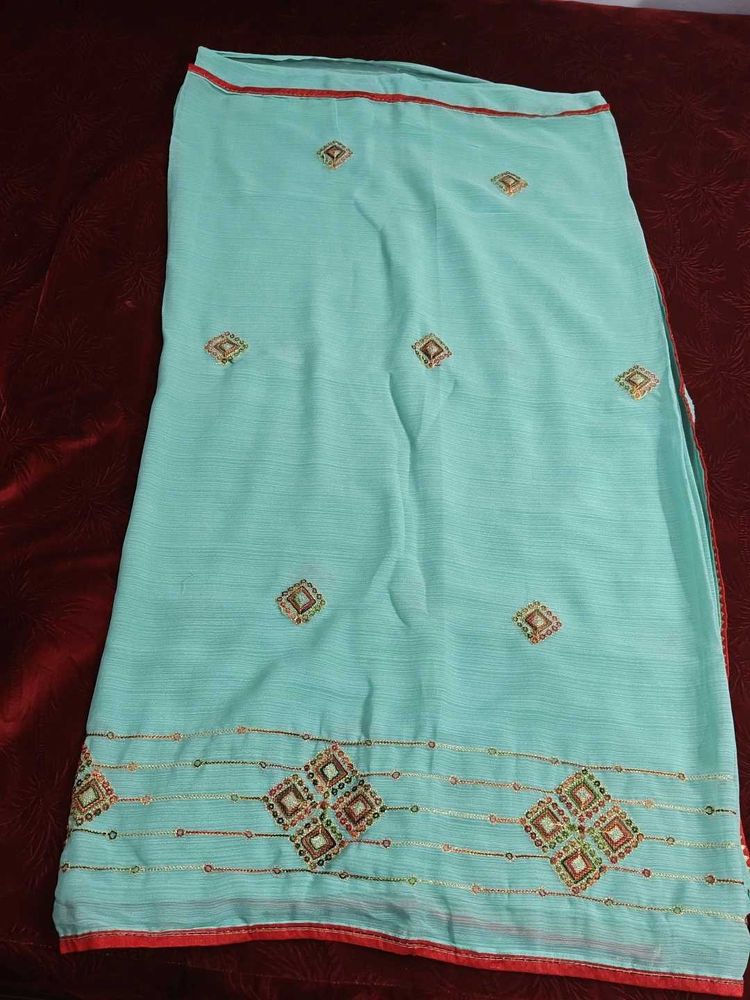 Embroidered Blue Saree