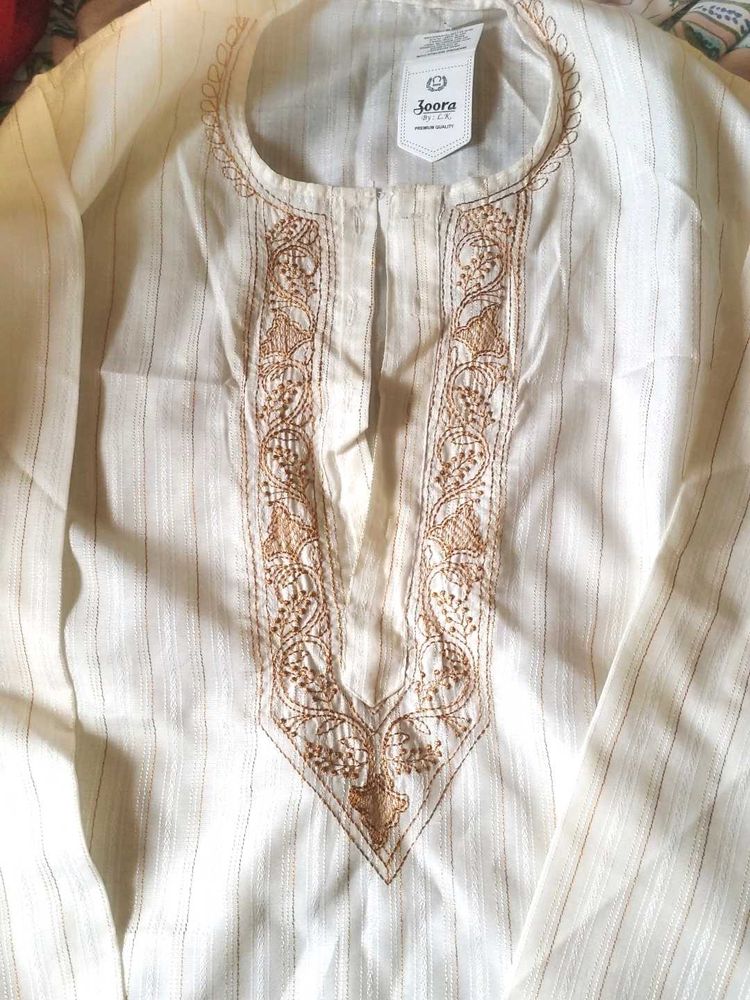 Cream Kurtha Ethnic Wear Men