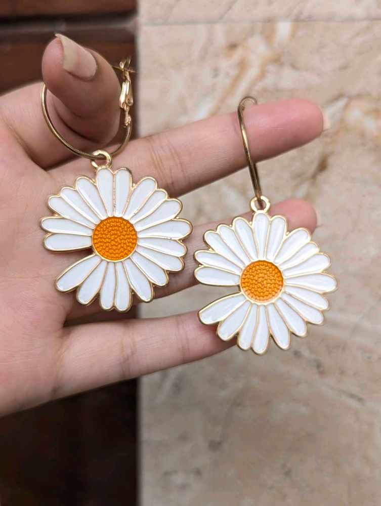White Sunflower Hoops 🌻🤍