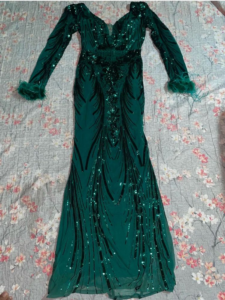 Emerald Green Sequin Gown