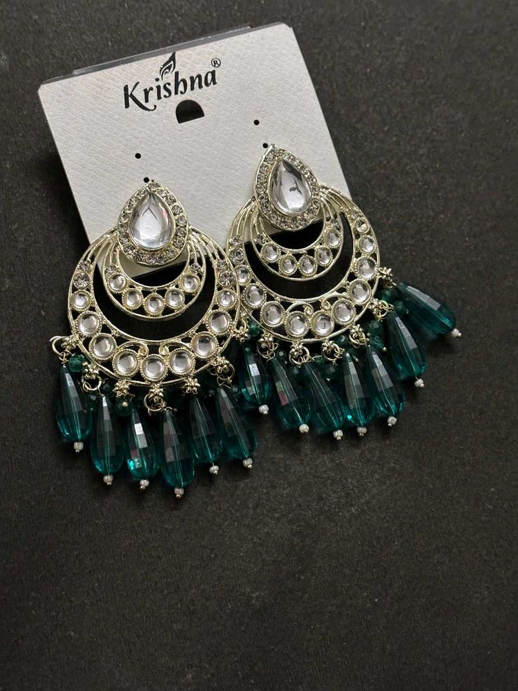 Beautiful Crystal Green Earrings