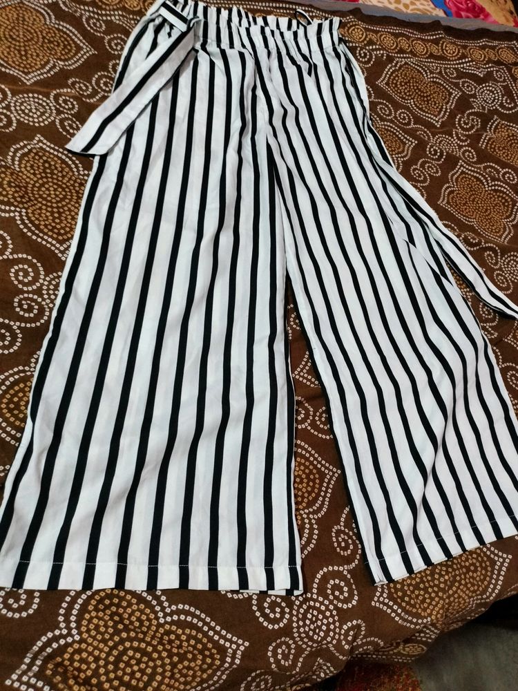 White And Black Lining Plazo
