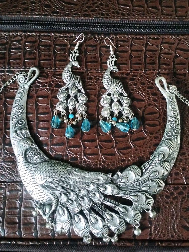 50% OFF Peacock Designer Oxidised Necklace