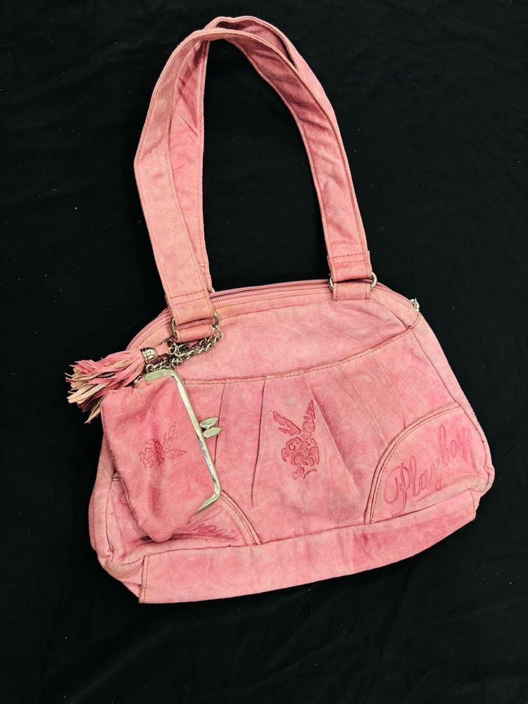 Vintage Y2K Playboy Pink Suede Bag