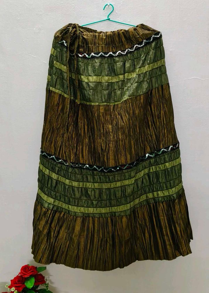 Green &amp; Brown Ethnic Skirt