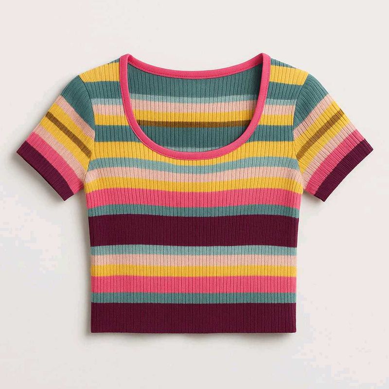 Striped Ribbed Crop Top