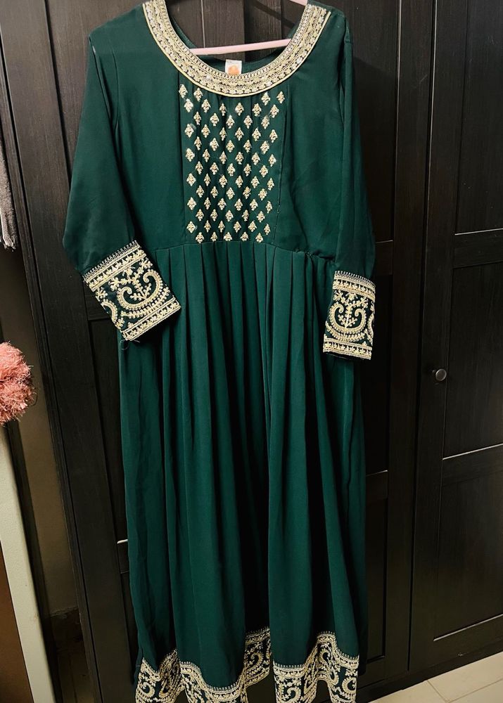 Festive Anarkali Kurti Deep Green