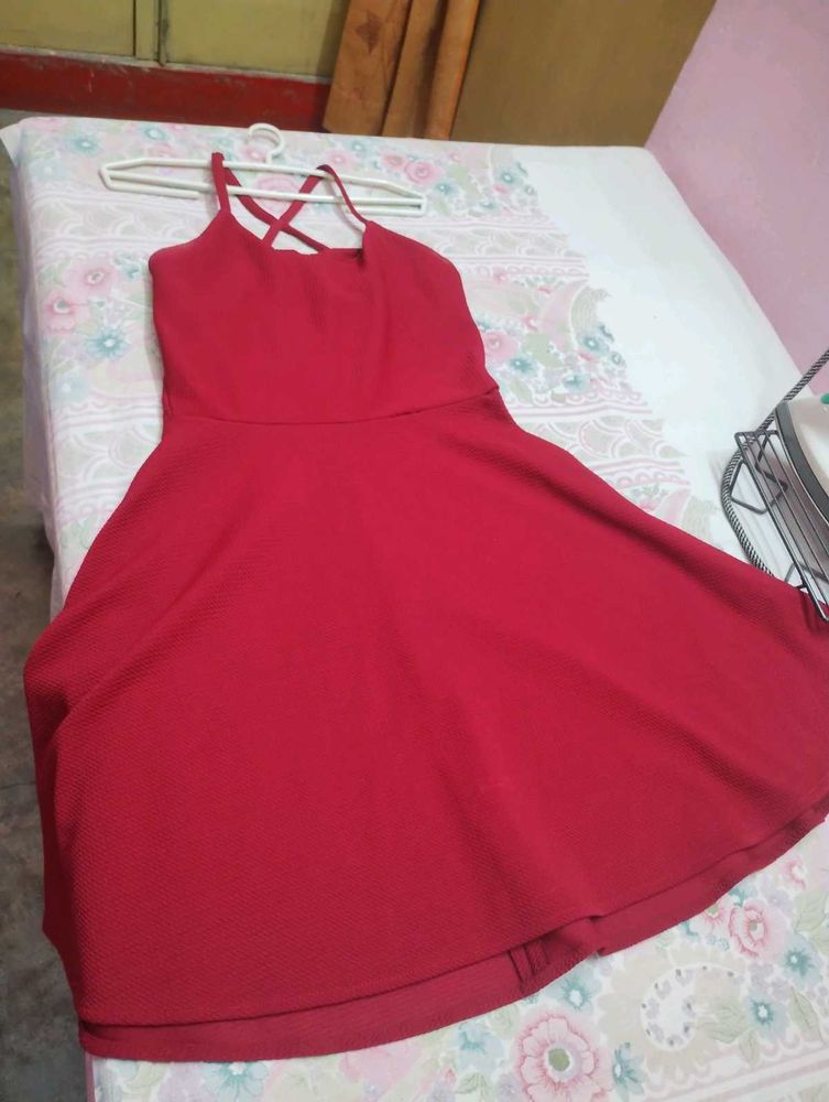 Red Sleeveless Skater Dress