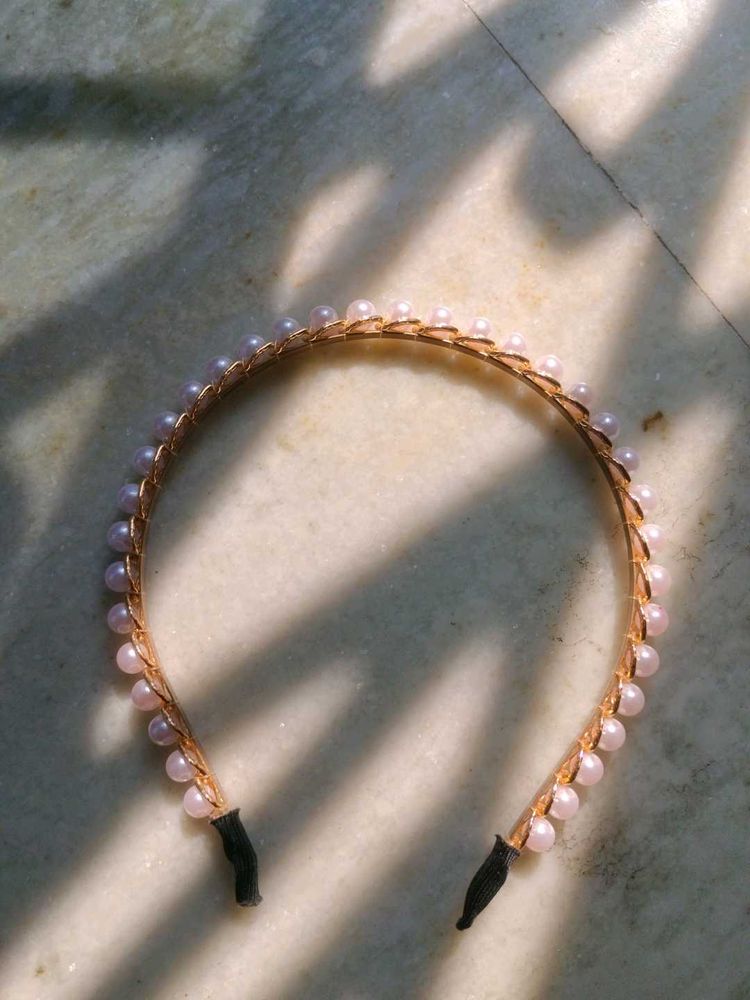 Pink Pearl Embellished Royal Hairband