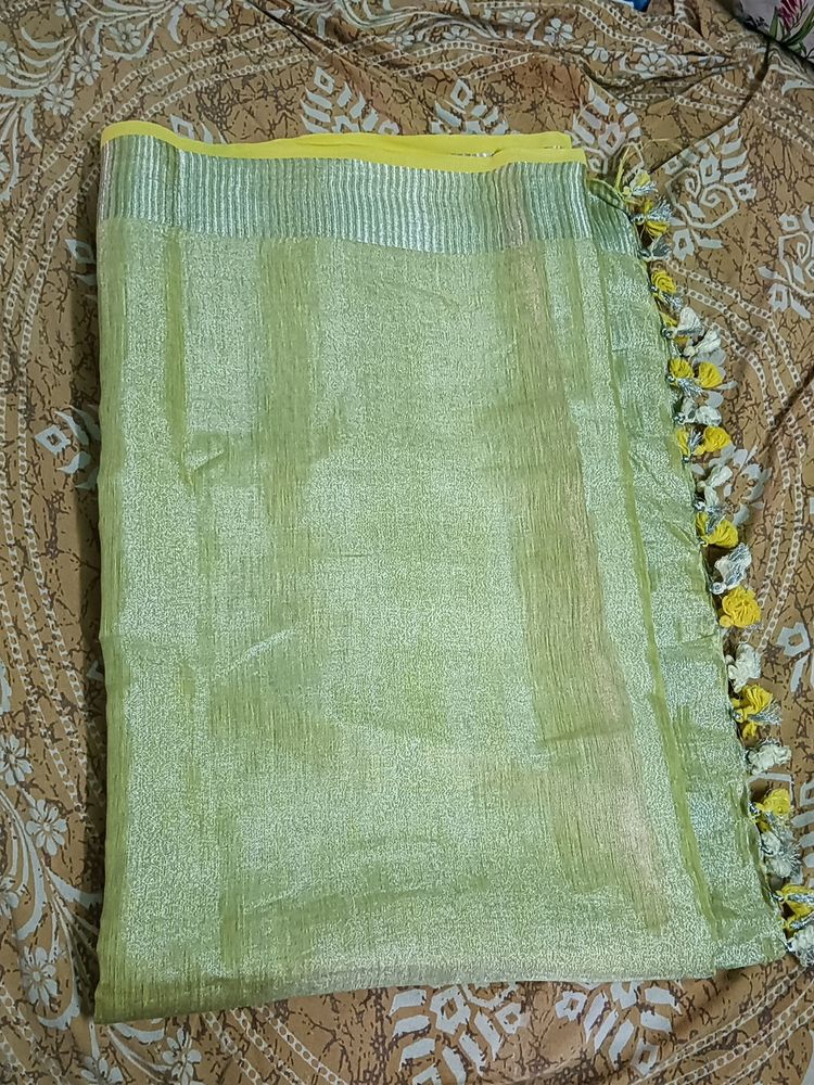 Yellow Silver Zari Saree