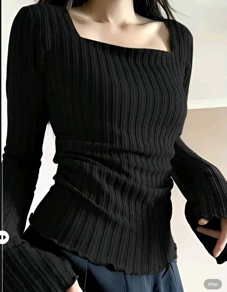 New with tag Pinterest Ribbed Square Neck Long Sle