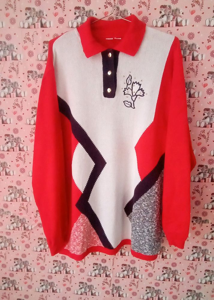 Red and white top