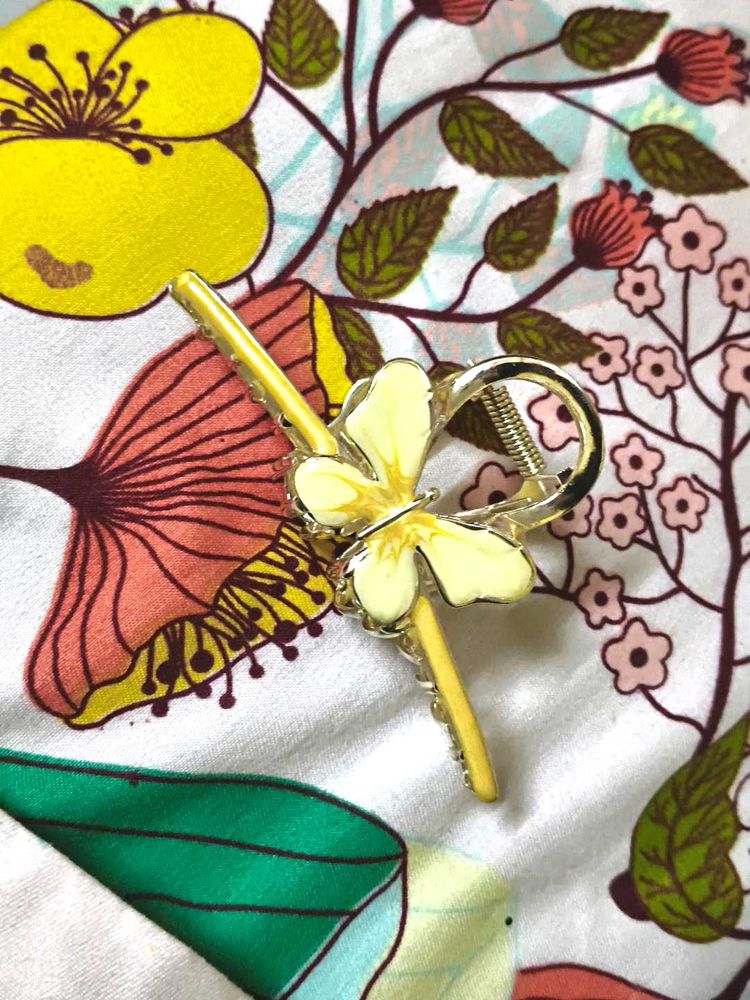 Yellow Floral Hair Claw Clip