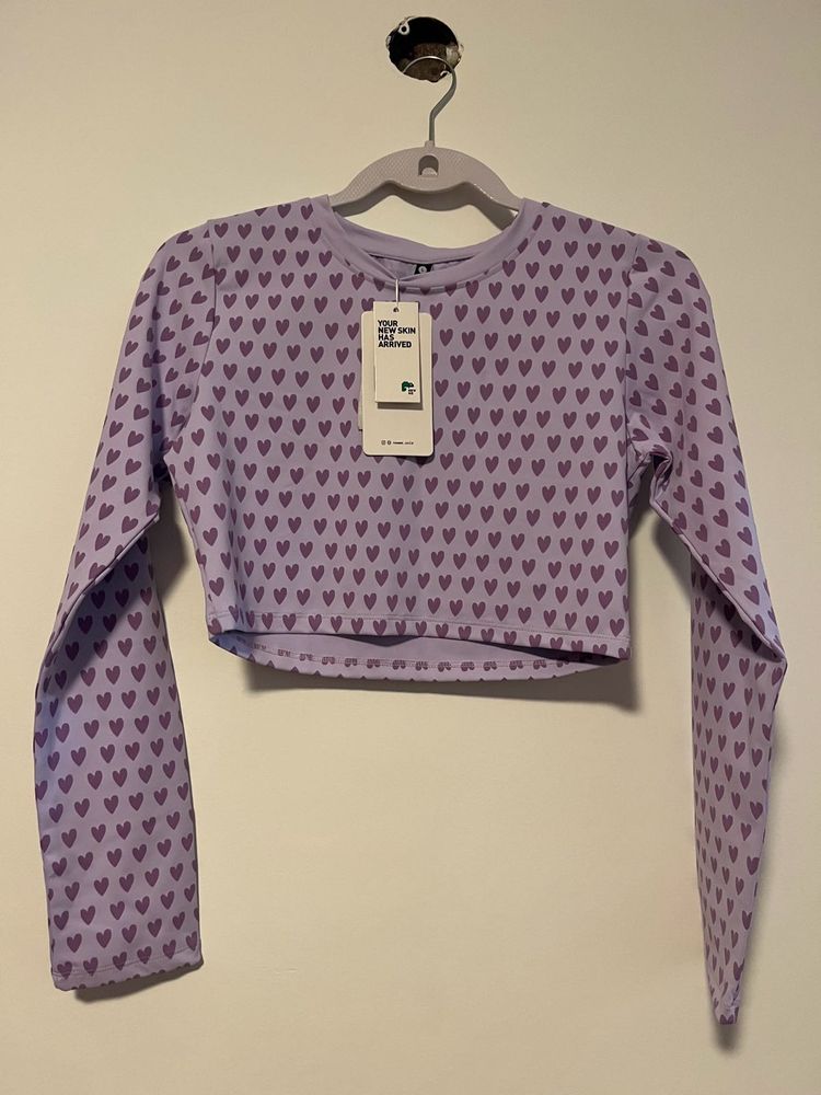 purple full sleeves crop top