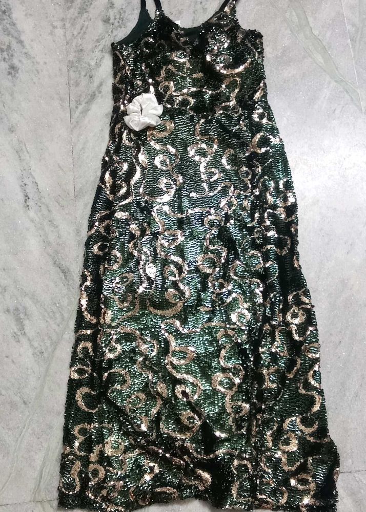 Sequin Embellished green dress
