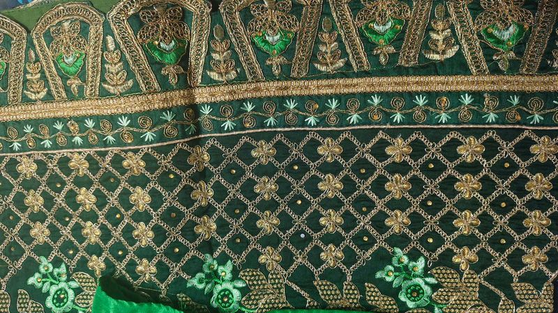 Emerald Green Embroidered Fabric