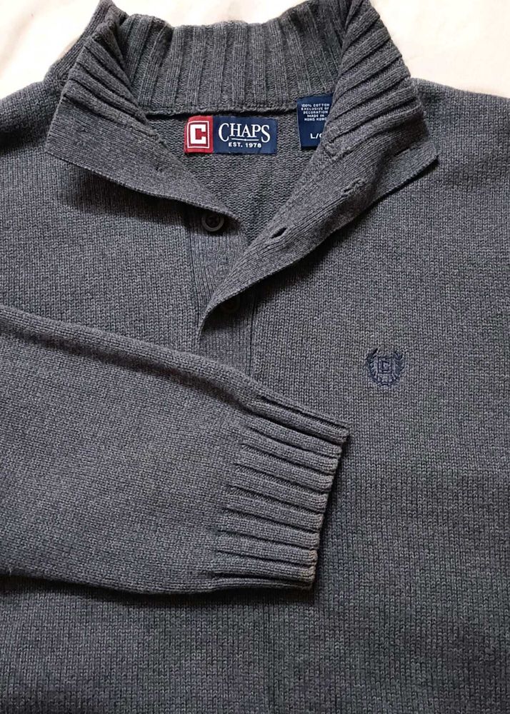 Ralph Lauren Gray Knit Button Sweater