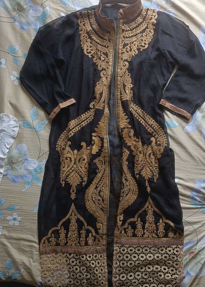 Embroidered Black Sheer Jacket