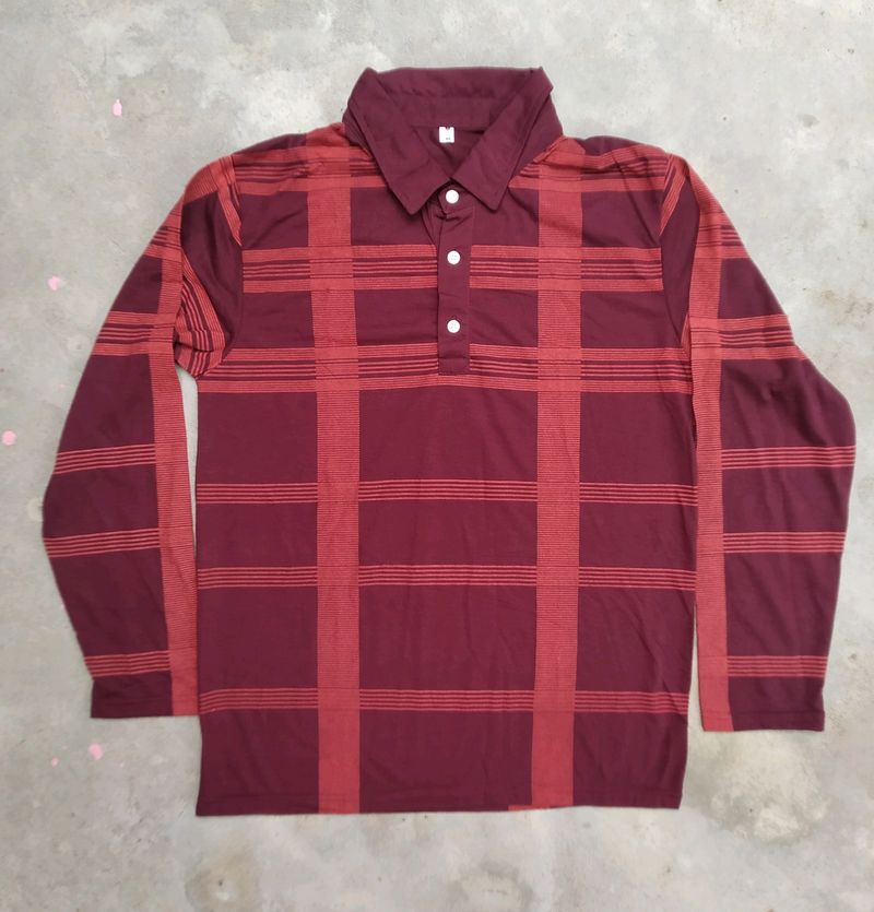 Mens Maroon Full Sleeves T-shirt