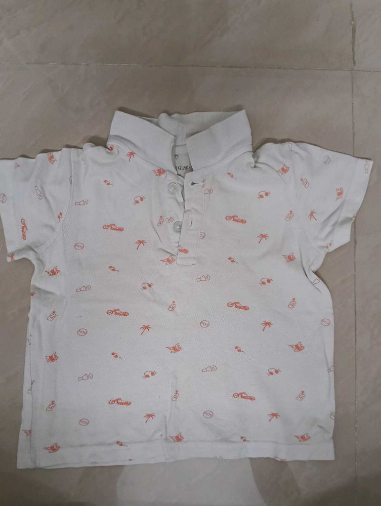 Cute Kids White Printed Tee