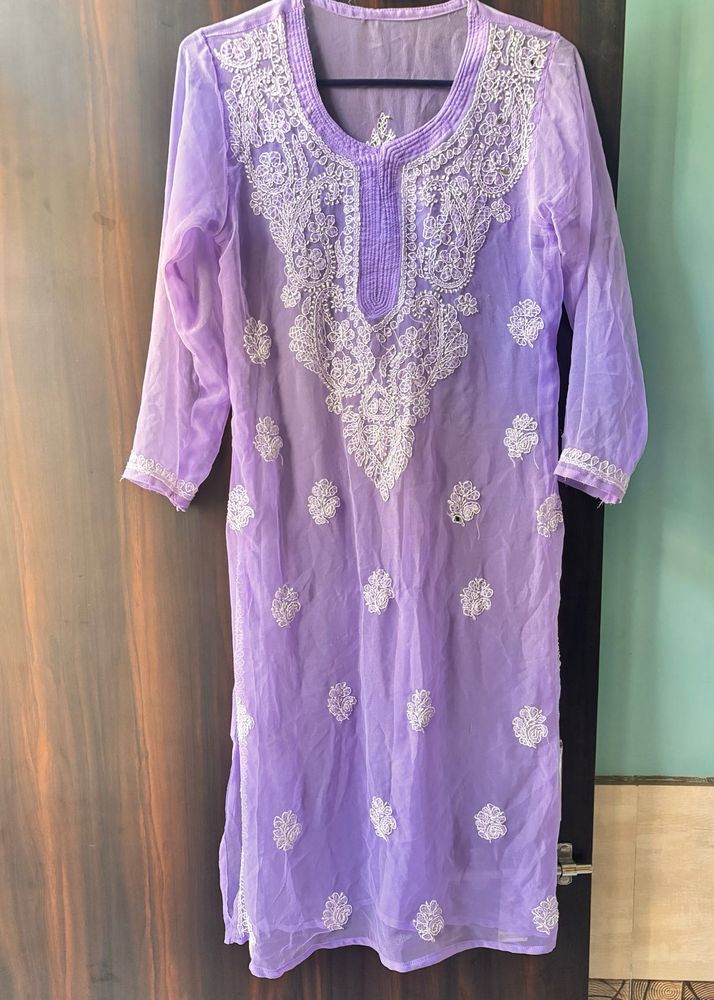 Lavender Embroidered Kurta