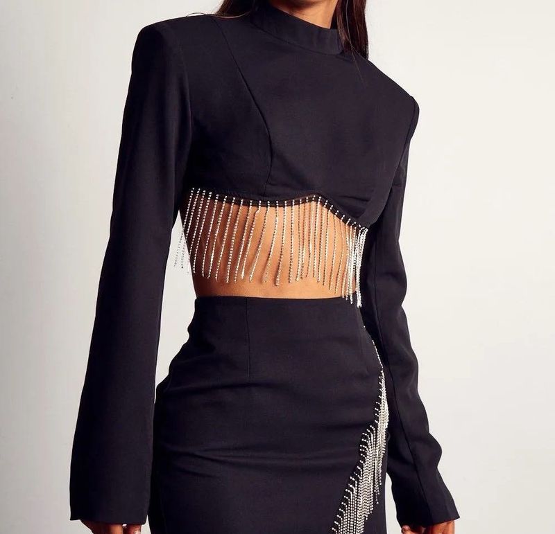 Misspap Black Shimmer Top