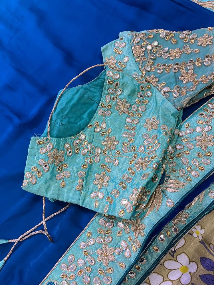 Embroidered Aqua Blouse