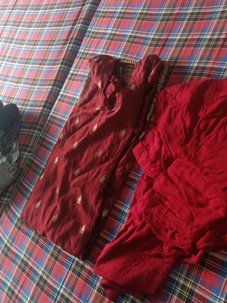 Maroon Kurta  Banarasi Suit