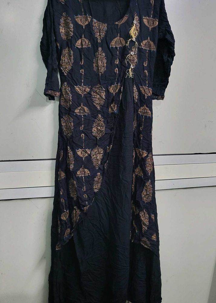 Printed Black Kurta