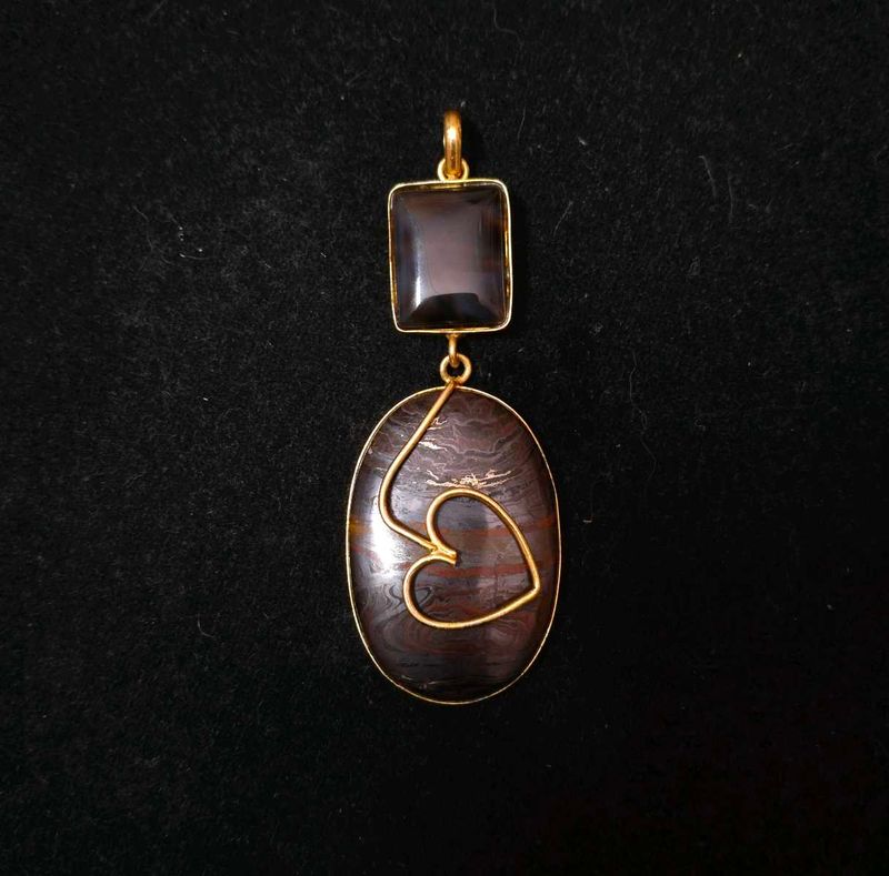Unique Stone Gold Tone Pendant