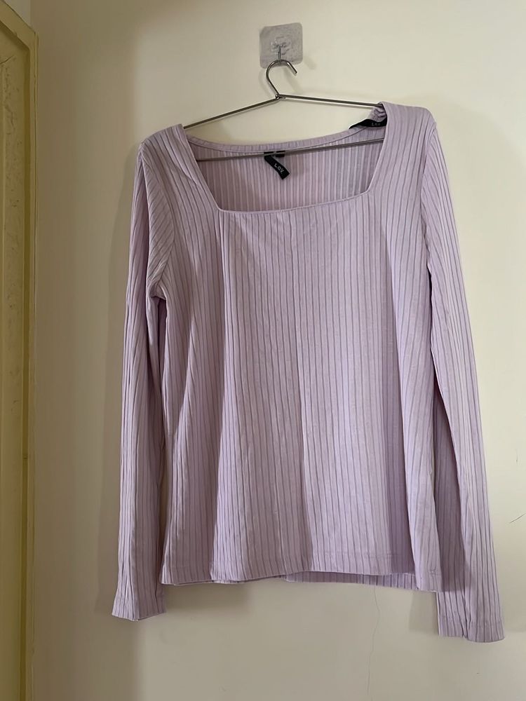 Lavender Ribbed Long Sleeve Top