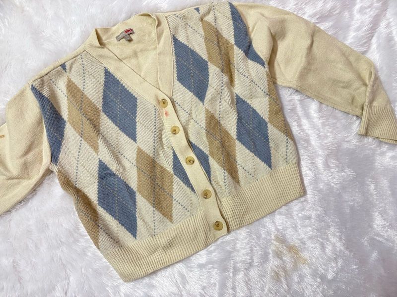 Argyle Knit Cardigan